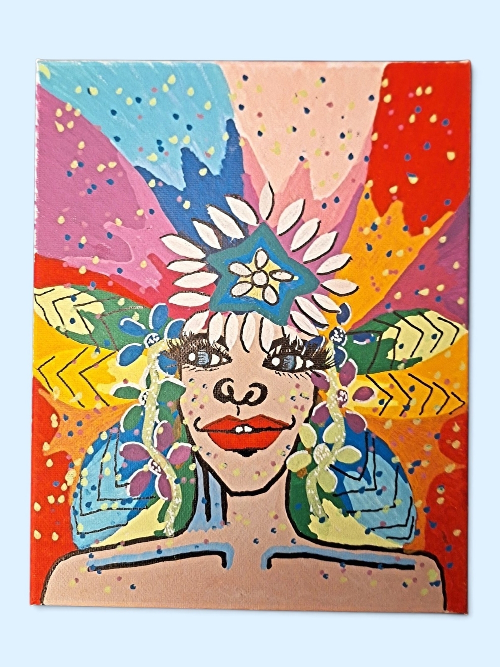 ✨️Original Megan Phoenix! "Rizza" An Abstract Carnival Woman Portrait! NWT!